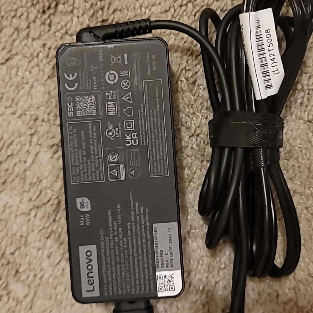 COPY - Genuine Lenovo 65W Thinkpad Laptop AC Adapter Charger Power Supply Plug